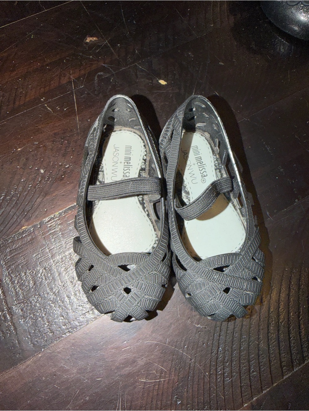 Mini Melissa Girls' Gray Woven Mary Jane Flats